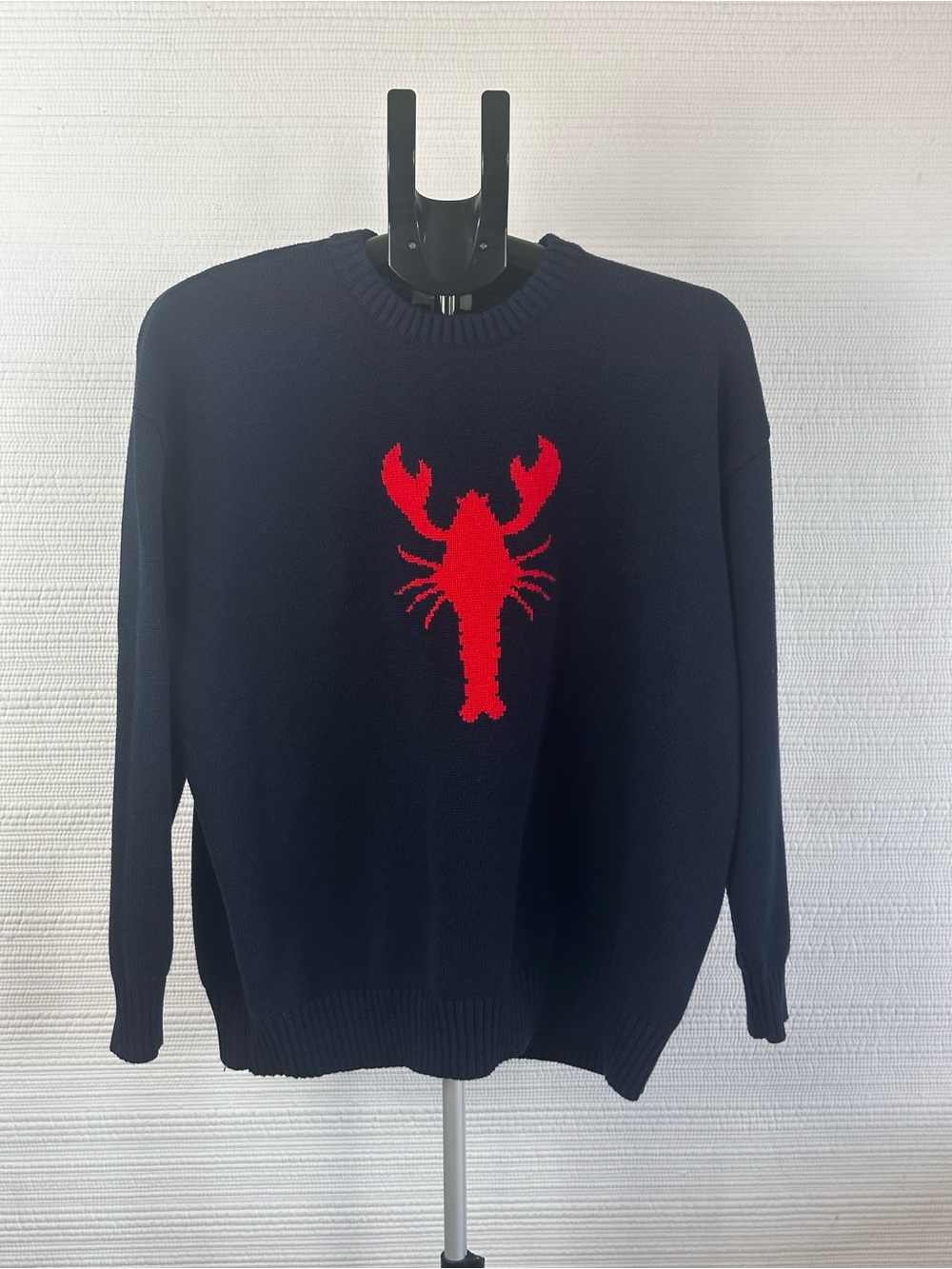 Orange Kiss Essentials Navy Red Lobster Knit Sweater Large Coastal Preppy - Picture 8 of 10